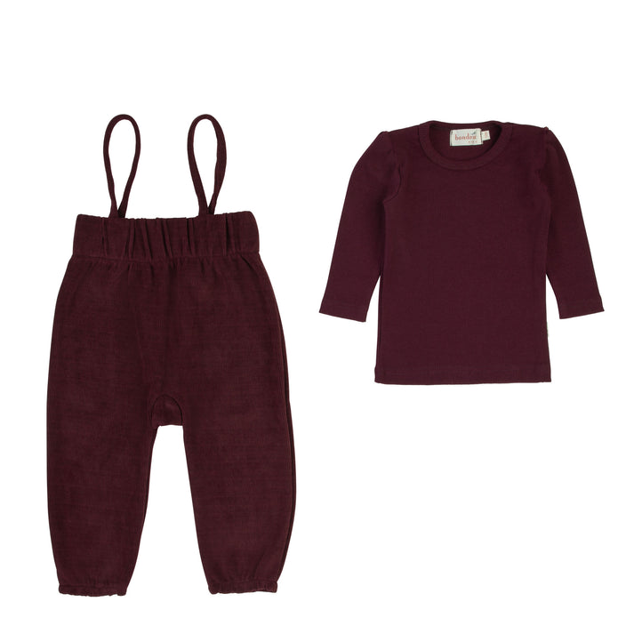 Bondoux Ribbed Corduroy Romper Burgundy ( Sz 12m - 24m )