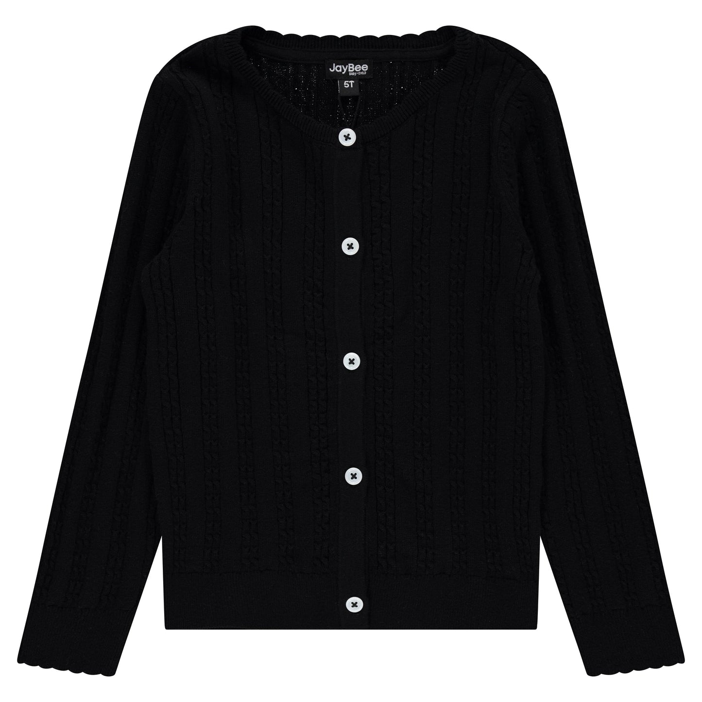 Jay Bee Scallop Trim Knit Cardigan ( SZ 3- 16 )