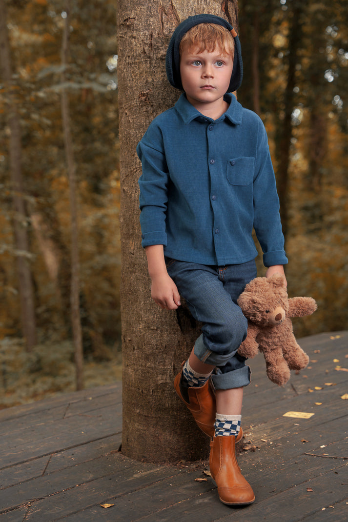 Bondoux Ribbed corduroy shirt teal (SZ 3 - 14 )