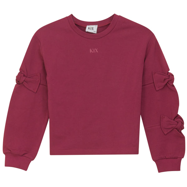 PomPomme Bows Sweatshirt (SZ 4Y-22Y) - Plumberry