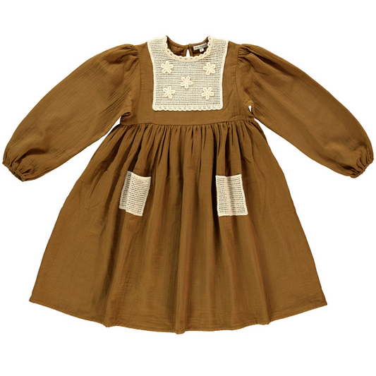 Bebe Organic myla mustard dress (SZ 3-12)
