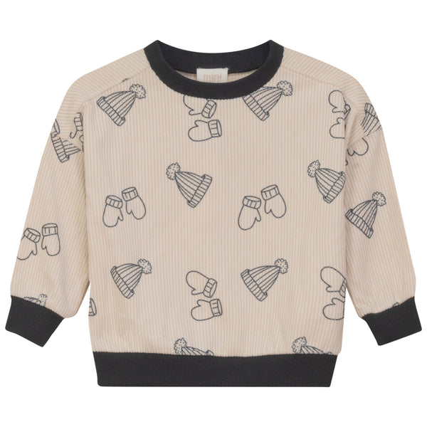 PomPomme Corduroy Print Sweatshirt (SZ 6M-12Y) - Oatmilk