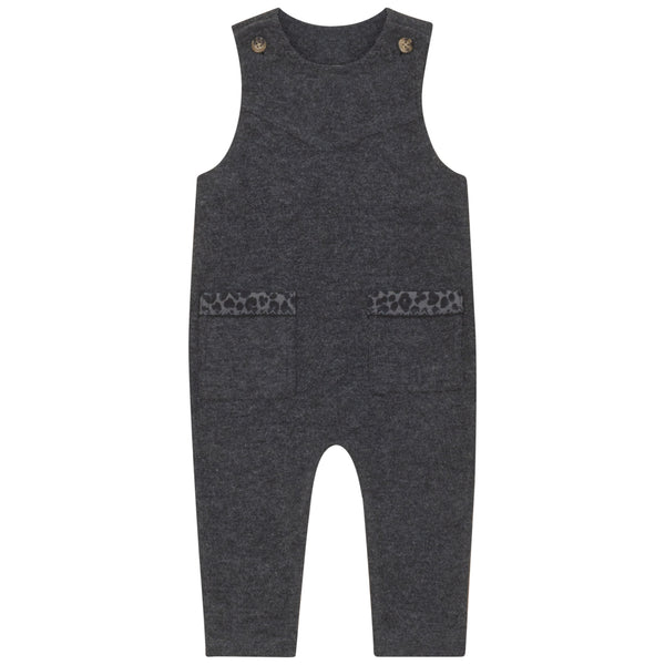 PomPomme Grey Print Detail knit Romper (Sz 12m - 24m )