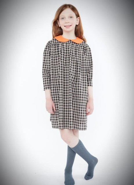 Bunny Kids gingham dress w/contrast collar (SZ 3-14)