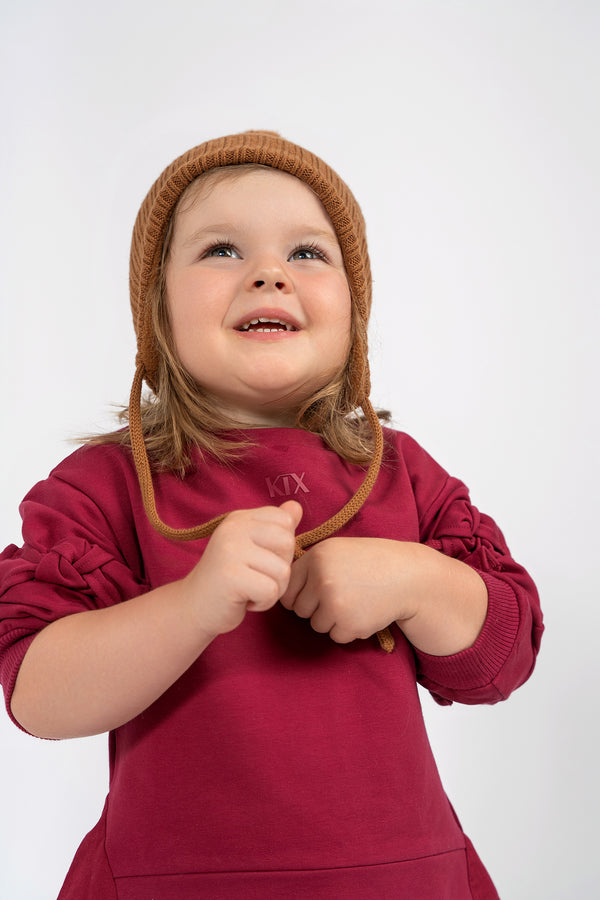 PomPomme Bows Sweat Dress (SZ 2Y-16Y) - Plumberry