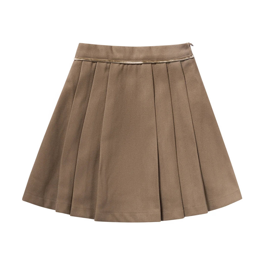 Numu Wool Pleated Skirt - Mocha (10Y-16Y)