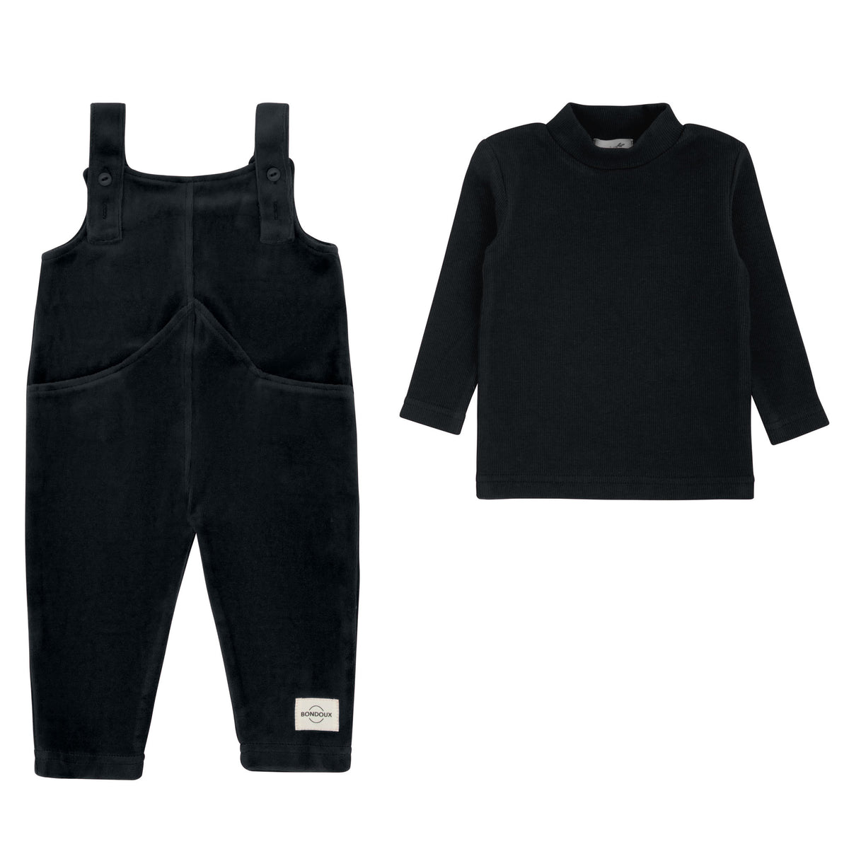 Bondoux Velour Black 2 Pcs Romper Set - Black (9M-2Y)