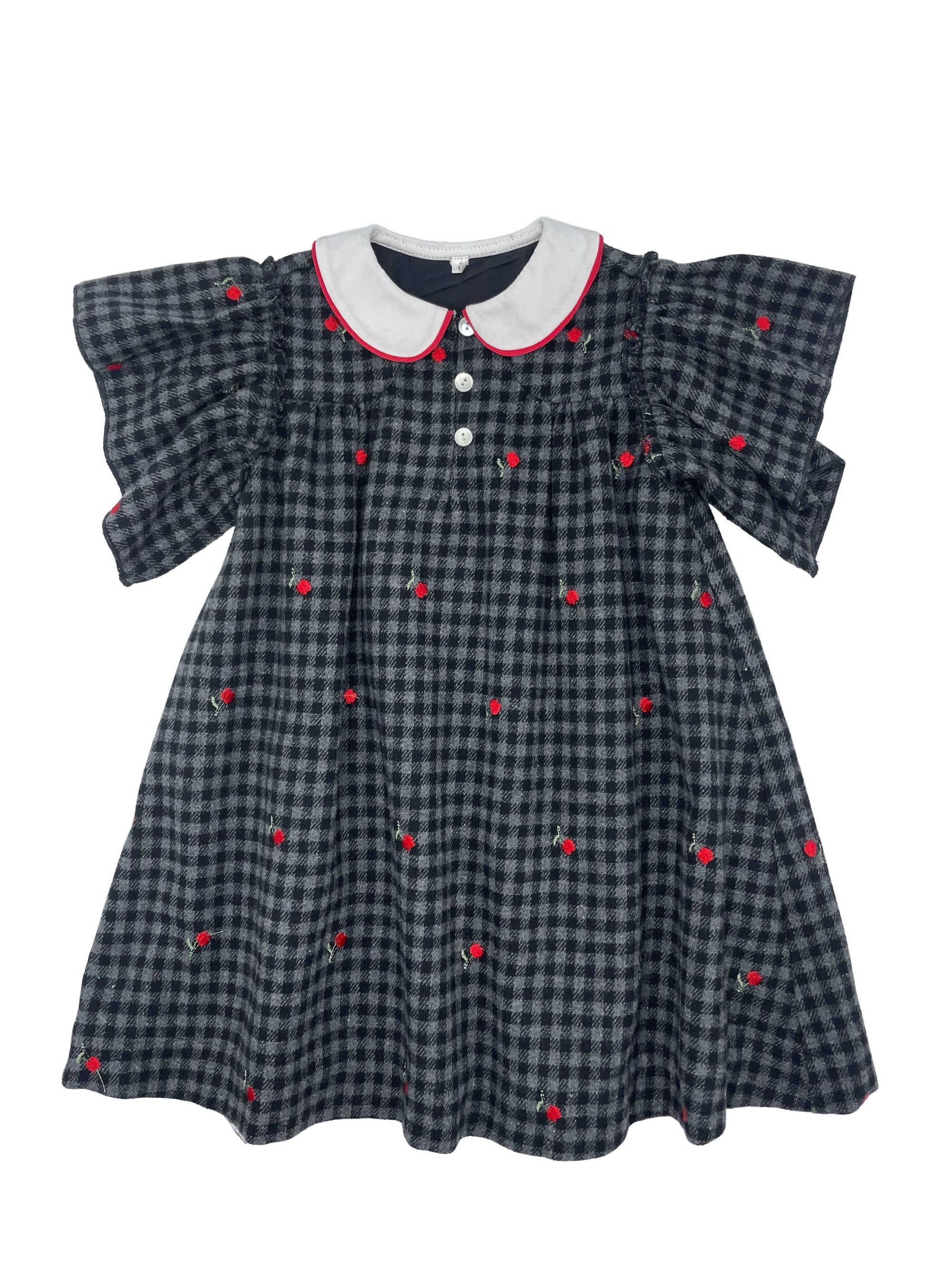 Lone feather charcoal Tiny Cherry Dress ( sz 2y - 14y )