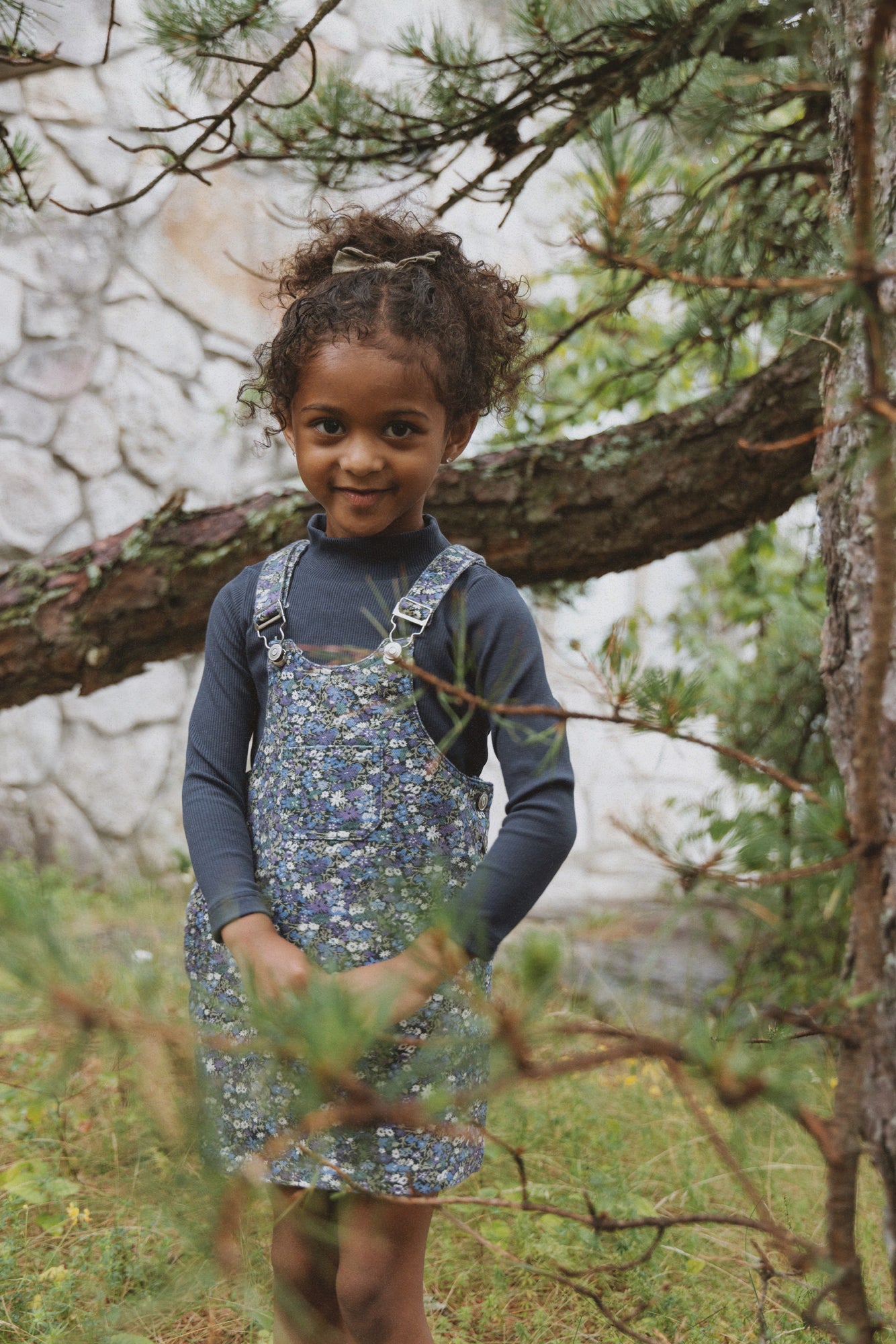 Farren and Me Denim Jumper - Navy Liberty Print (2Y-12Y)