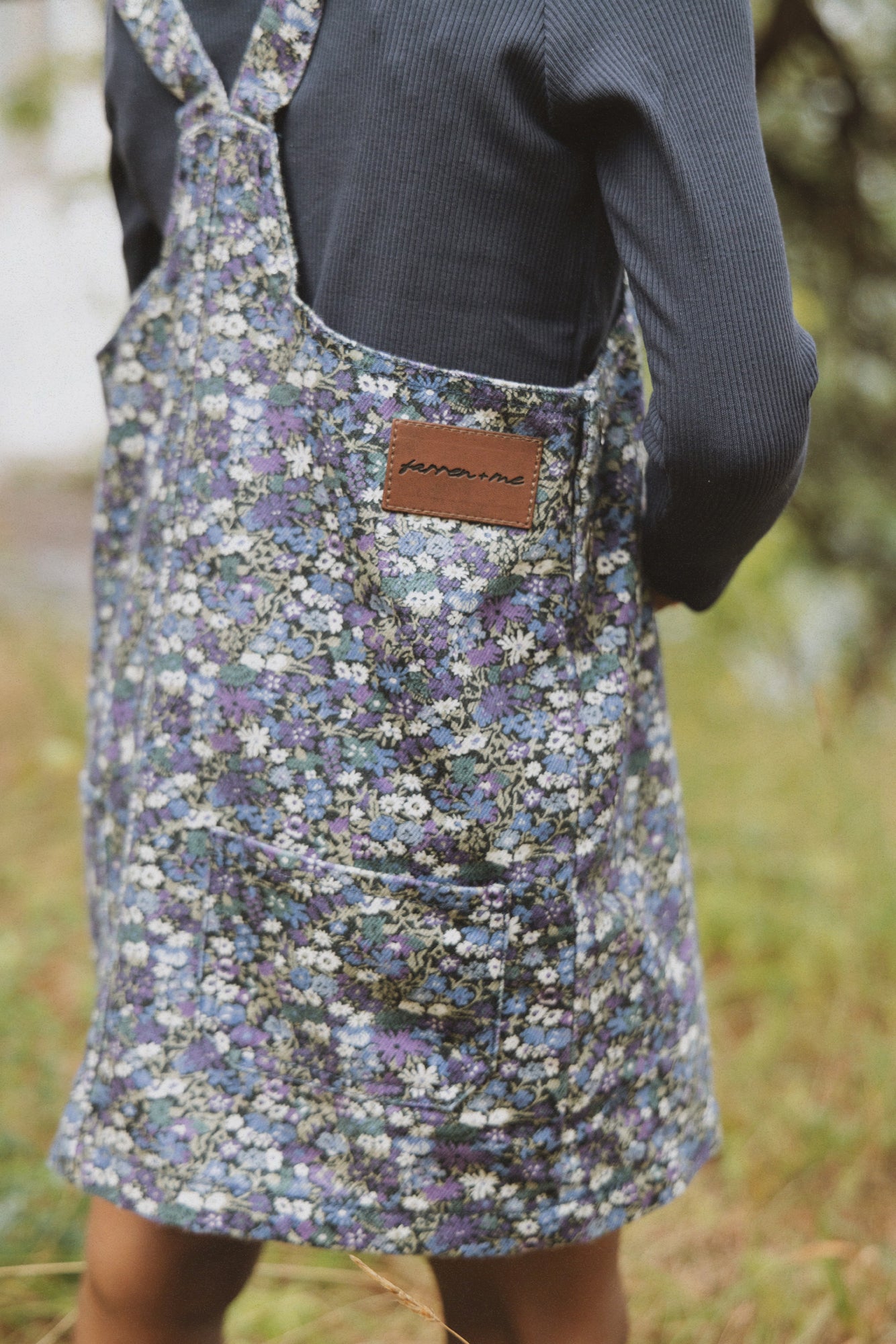 Farren and Me Denim Jumper - Navy Liberty Print (2Y-12Y)