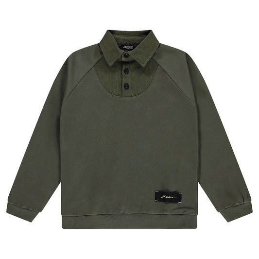 Jay Bee mock Denim Collared Sweatshirt (SZ 3 - 14 )