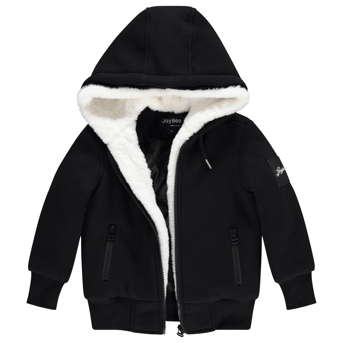 Jay Bee Black/white Fur lined Hoodie ( Sz 4 - 8)