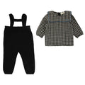 Bondoux piping gingham shirt W/black overalls (SZ 12m - 2 )