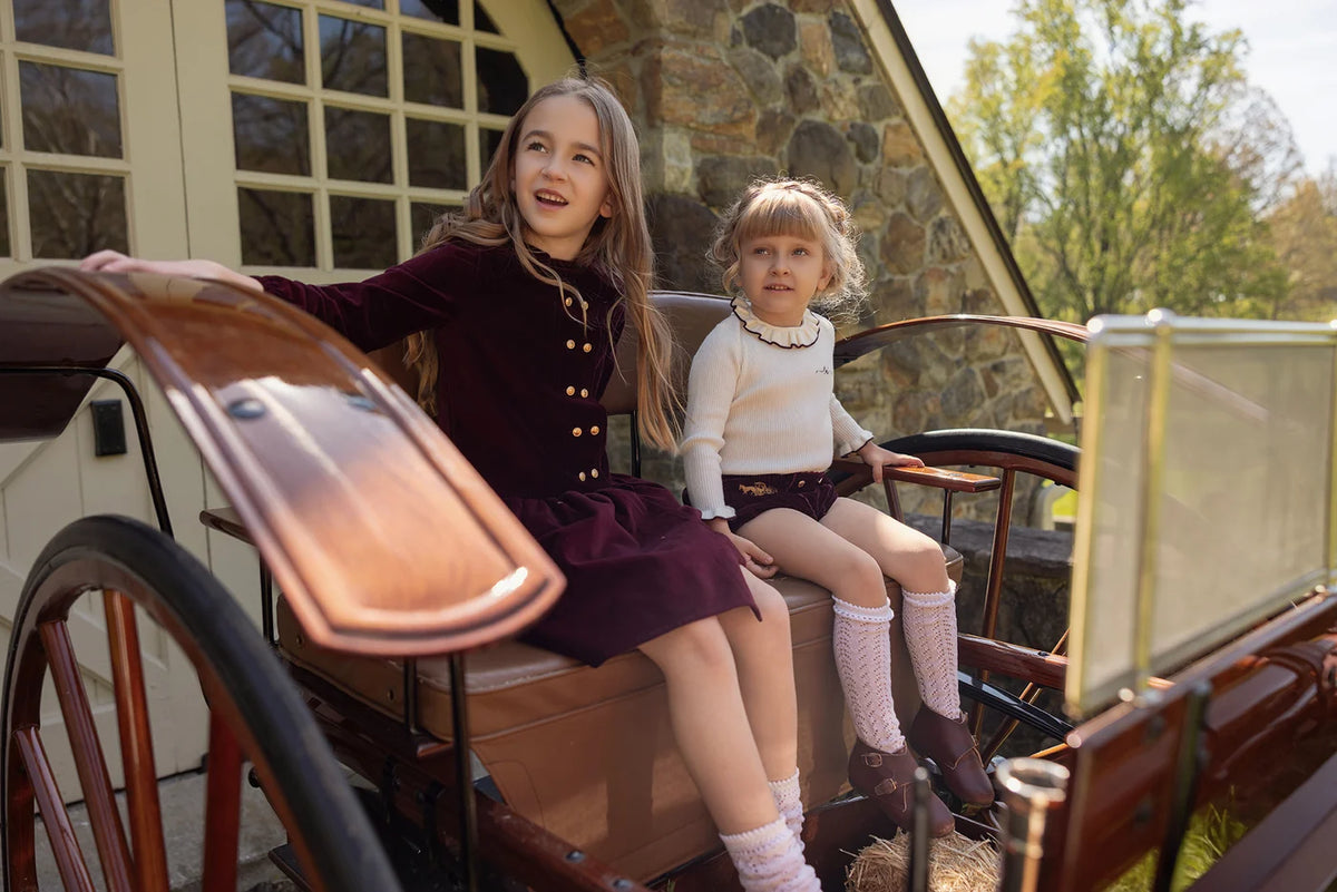 Bonjour 19476 BG Burgundy emblem sweater and  bloomer ( 12m - 3T )