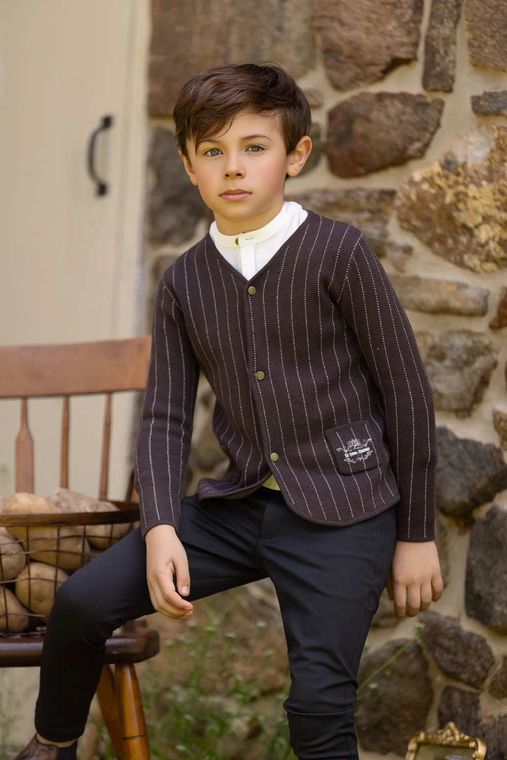 Bonjour boys brown pinstripe sweater ( 3y - 16y )