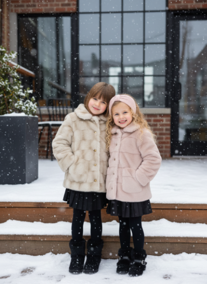 The outer label Fur Dress Coat ( sz 2y - 14y )