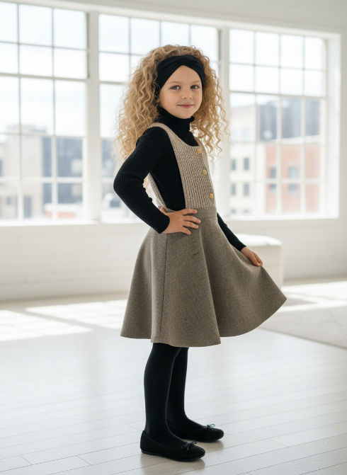 Lone feather Knit Apron Jumper ( sz 4y - 16y )