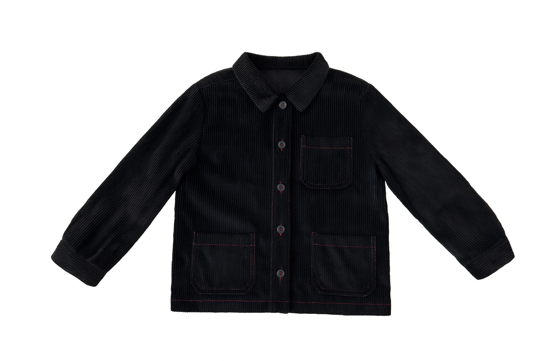 Marli Riches Corduroy Pocket Shirt - Black/red (7Y to 8Y)