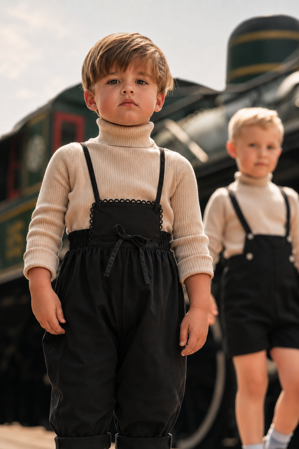Mini Moda Signature Pleat Overalls (9M-4Y)