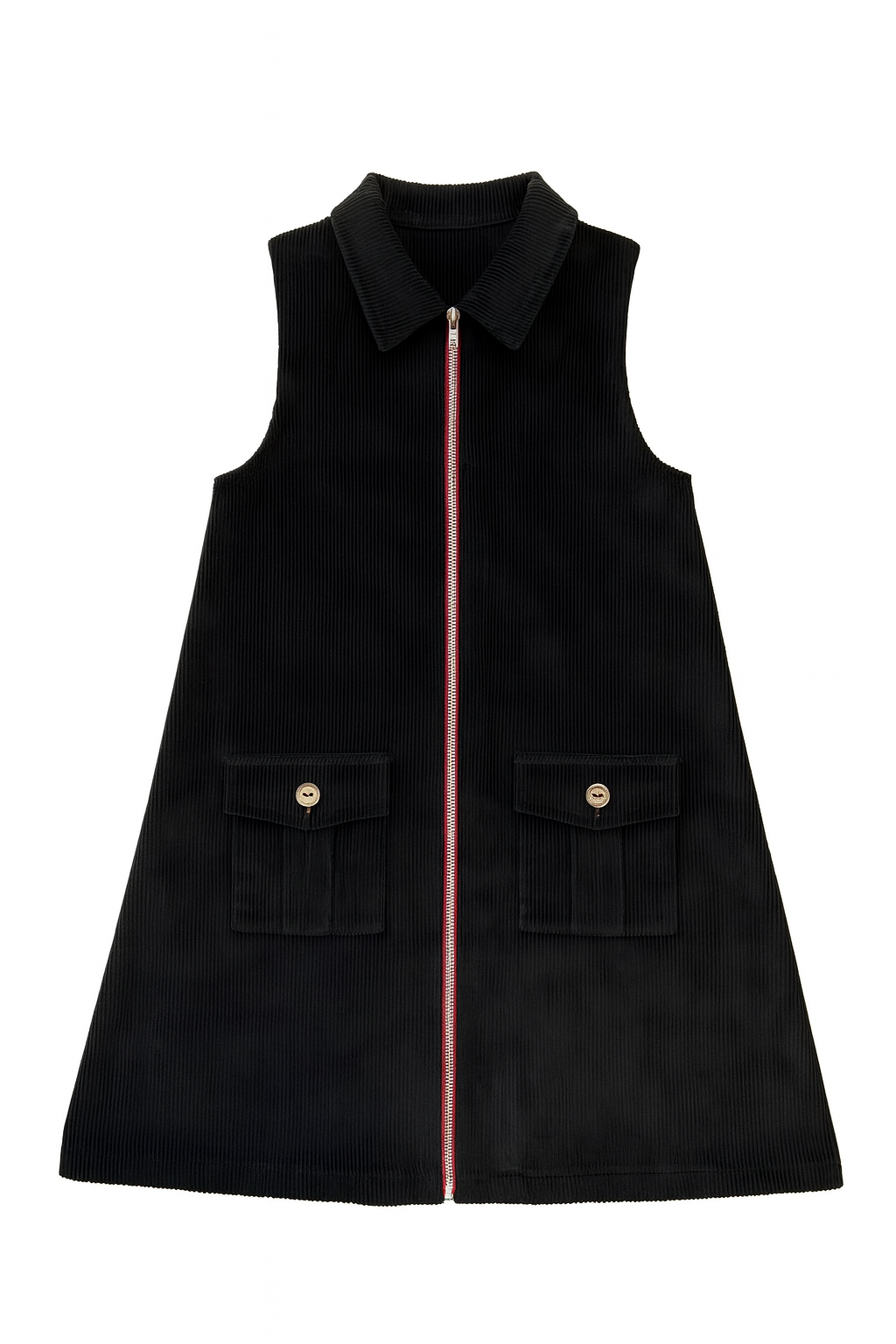 Marli Riches Corduroy Sleeveless Collared Dress - Black (7Y to 12Y)