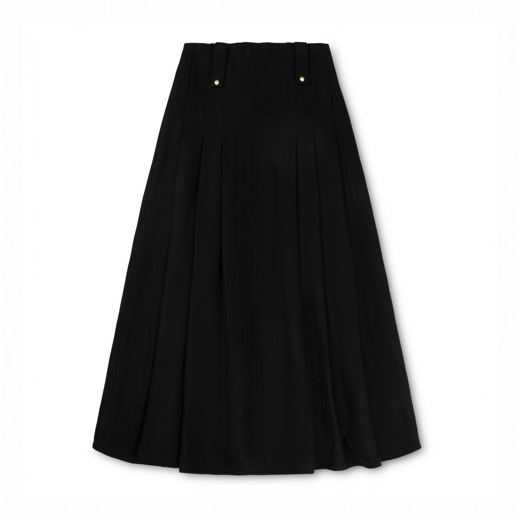 Bonjour Black Wool Button Midi Skirt ( sz 16 24 )