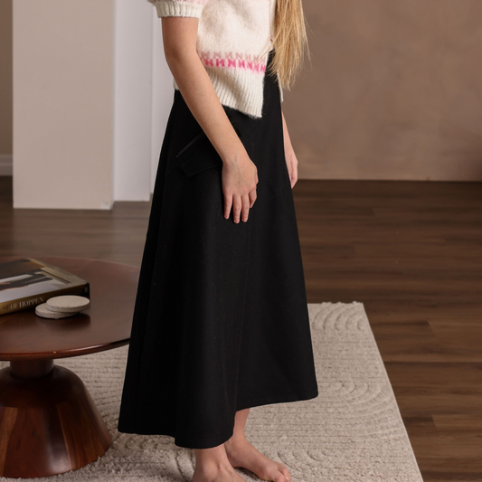 Marli Riches Wool Pocket Zipper Skirt - Black (12 to 22)