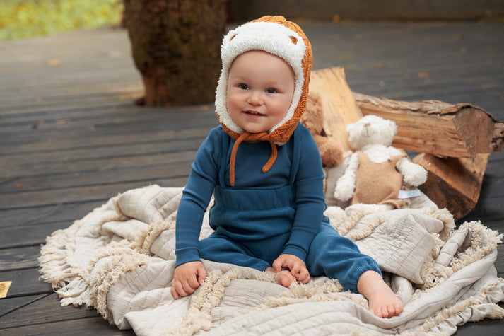 Bondoux  corduroy Teal Romper (Sz 12m and 24m )