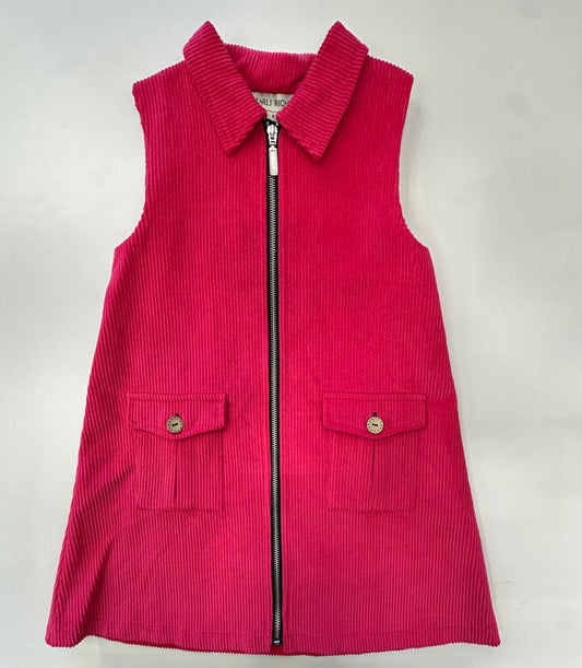 Marli Riches Corduroy Sleeveless Collared Dress - Fuchsia (3Y to 6Y)