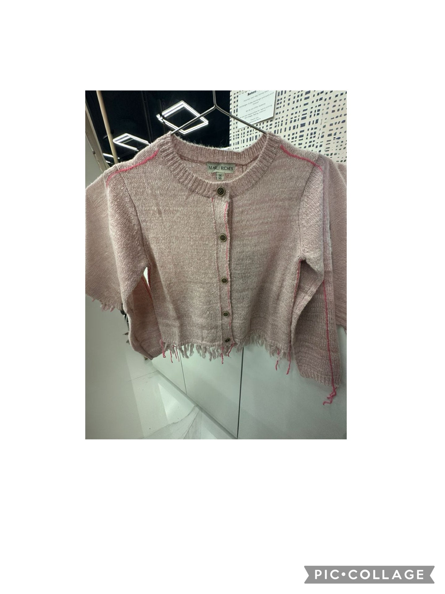 Marli Riches Mohair Fringed Cardigan - Rose (12 to 22)