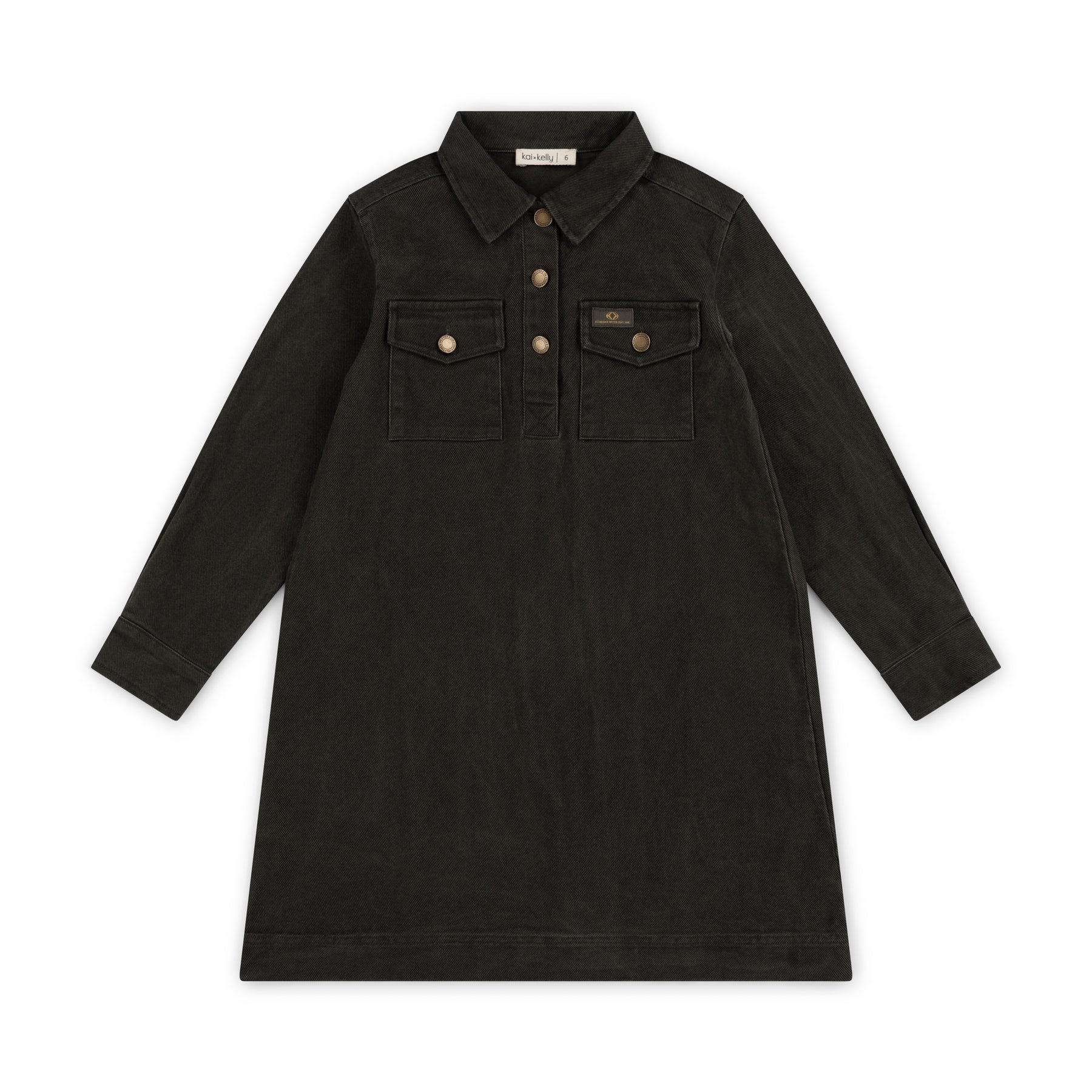 Kai &amp; Kelly Off Duty Straight Dress - Khaki Denim (3Y-14Y)