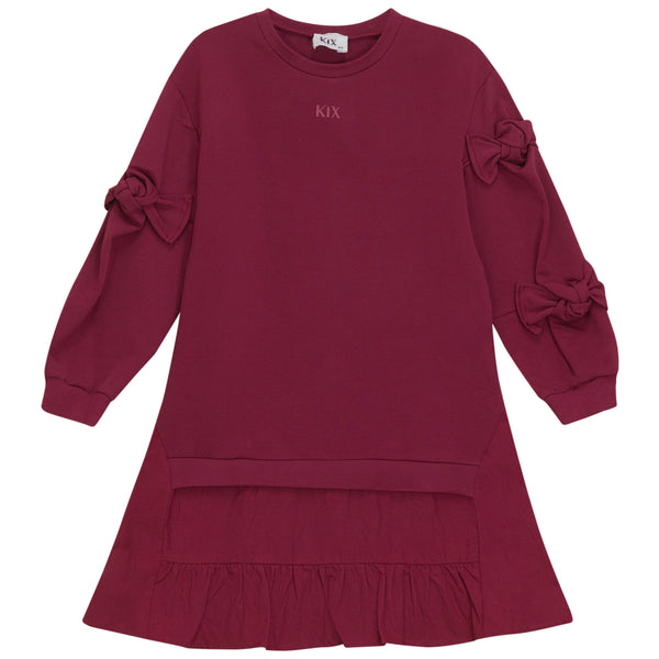 PomPomme Bows Sweat Dress (SZ 2Y-16Y) - Plumberry