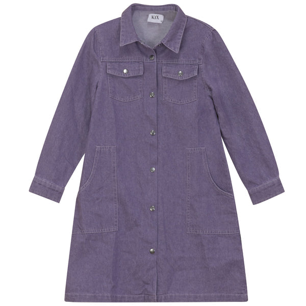 PomPomme Denim Shirtdress (SZ 2Y-16Y) - Purple
