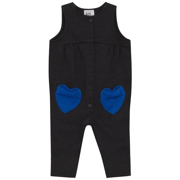 PomPomme Heart Pocket Romper (SZ 1M-36M) - Black