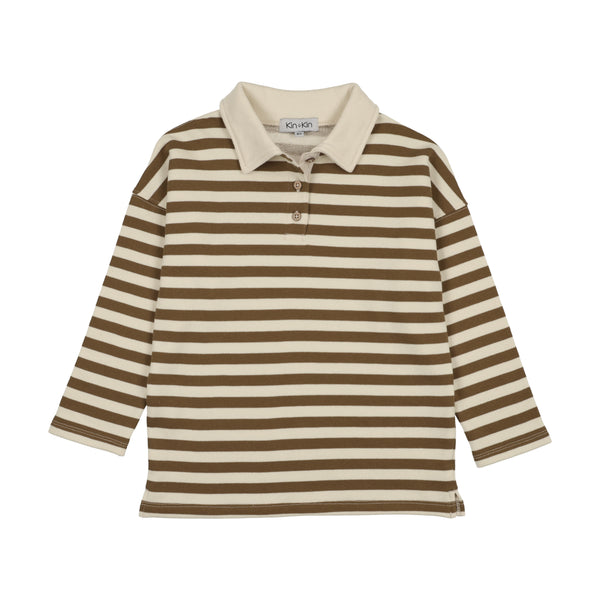 Kin Kin Green Bronzer Striped Polo Sweat ( Sz 3-16)