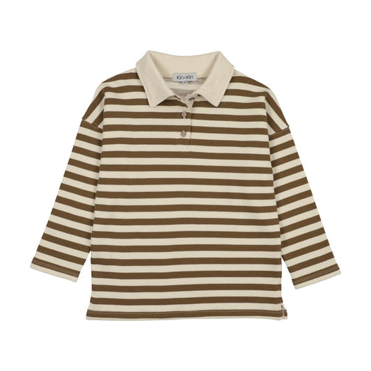 Kin Kin Green Bronzer Striped Polo Sweat ( Sz 3-16)