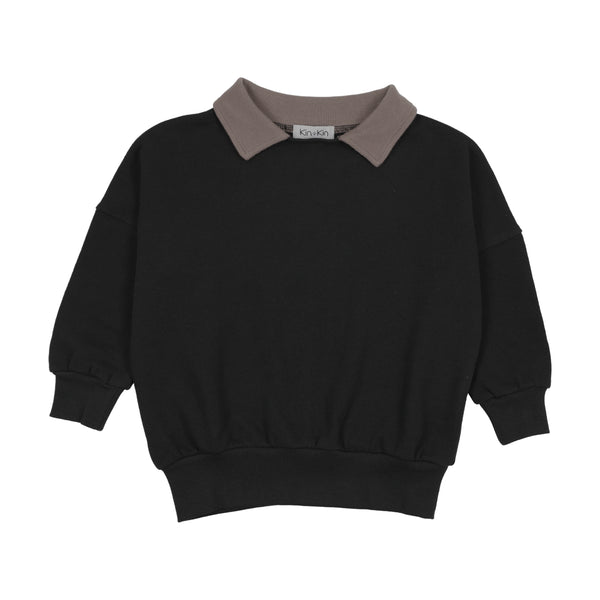 Kin Kin Black Contrast Collar Polo (Sz 4-16)