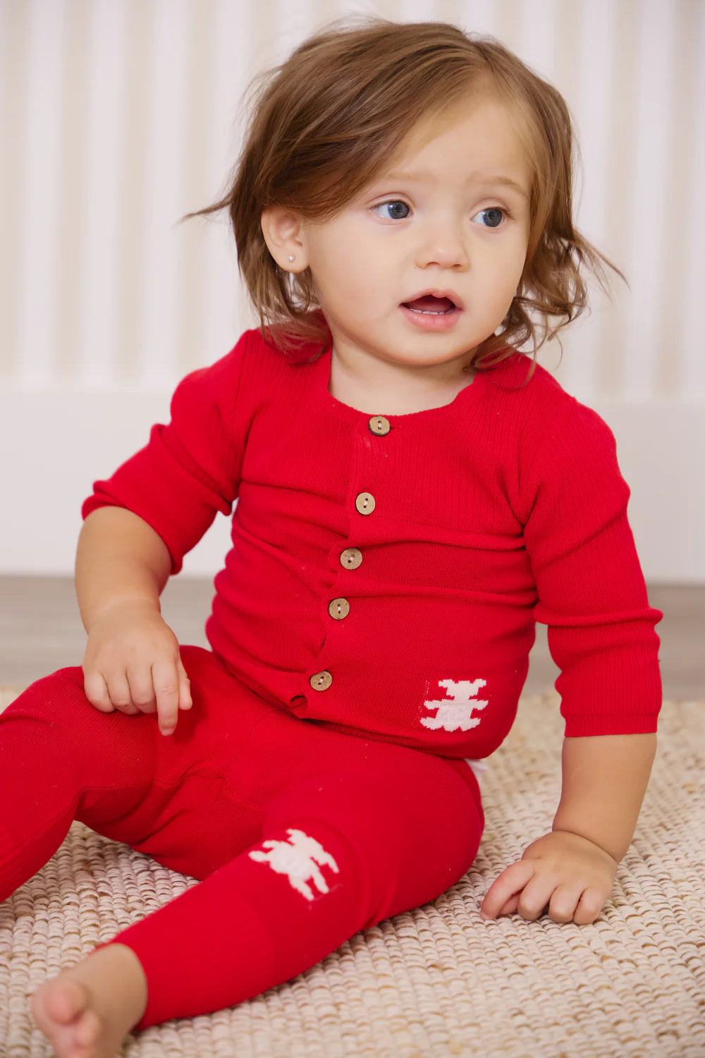 kipp Red Teddy knit set (SZ 9m - 3 )