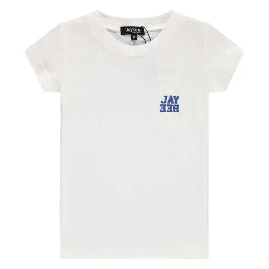 JAY BEE white tee S/S ( sz 3y - 6y )