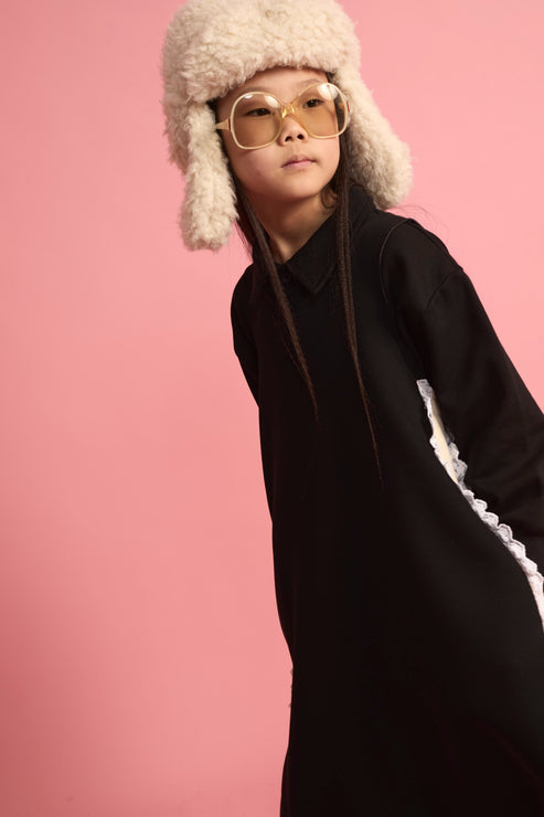 Little Creative Factory Neoprene Lace Apron Dress - Black (2Y-3Y to M)