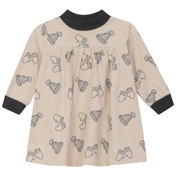 PomPomme Corduroy Print Dress (SZ 2Y-14Y) - Oatmilk