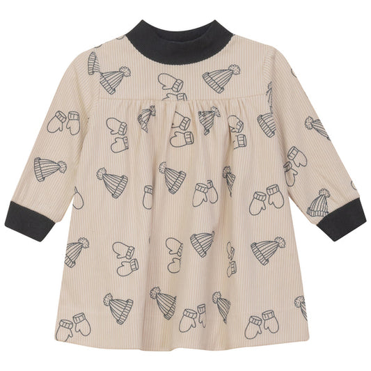 PomPomme Corduroy Print Dress (SZ 2Y-14Y) - Oatmilk