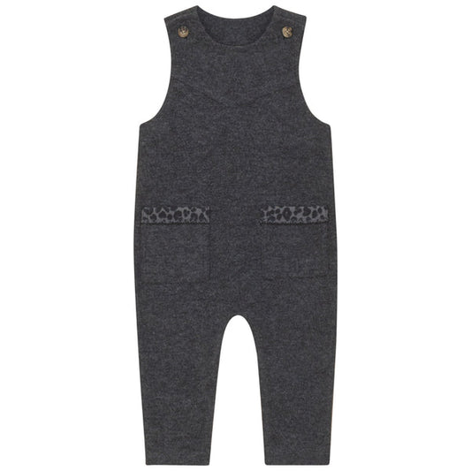 PomPomme Grey Print Detail knit Romper (Sz 12m - 24m )