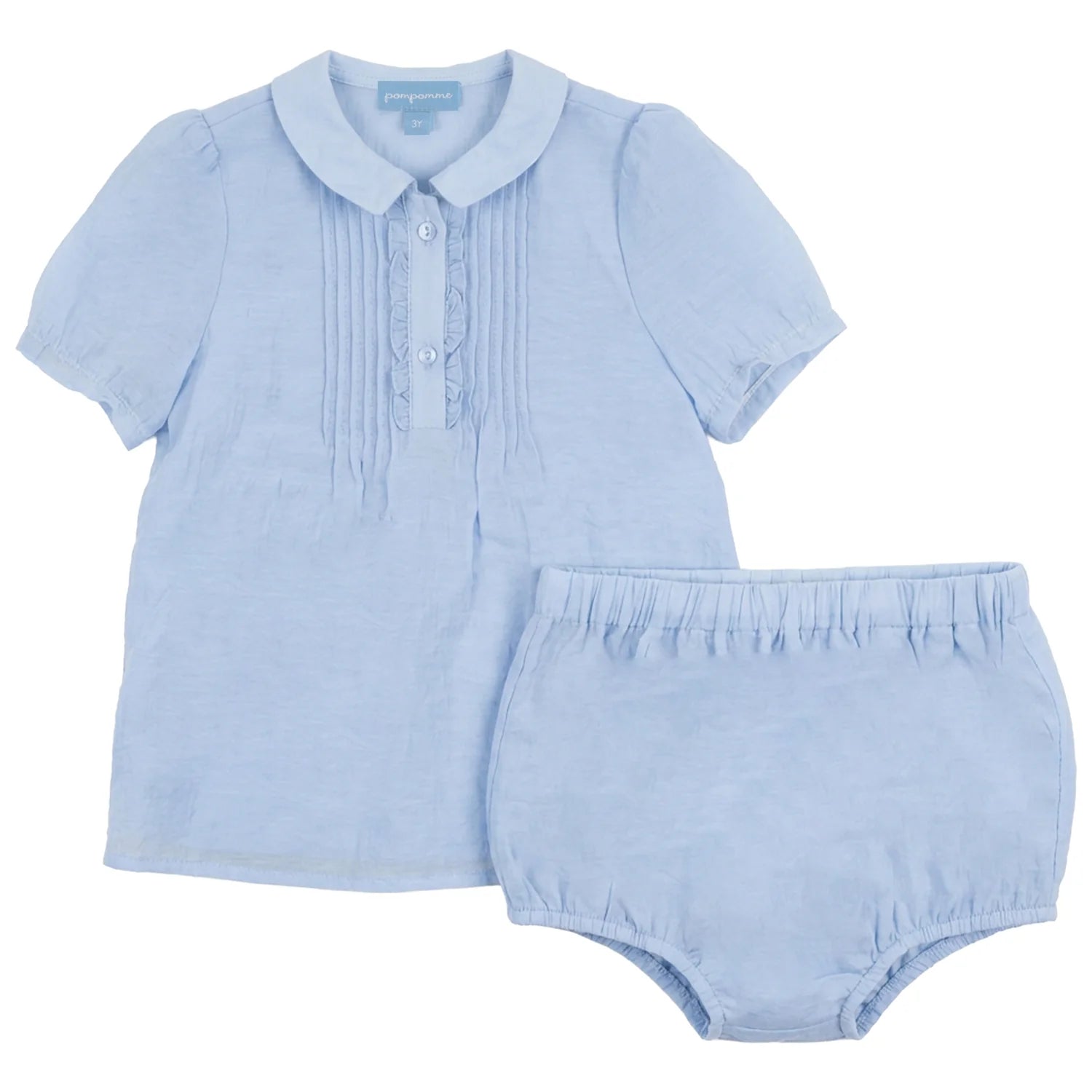 Pompomme Blue pintuck BG Set ( SZ 12m -36m )