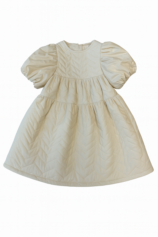 Marli Riches Quilted Gathered Party Dress - Ivory (2Y to 6Y)