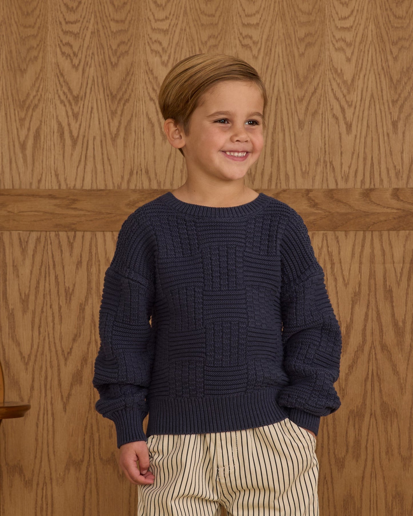 Rylee Cru181 navy textured sweater (SZ 18m-8yr)