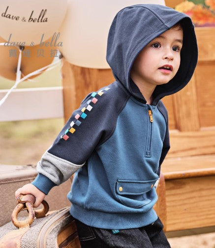 DB3252818  multi blue hoodie (SZ 2-6)
