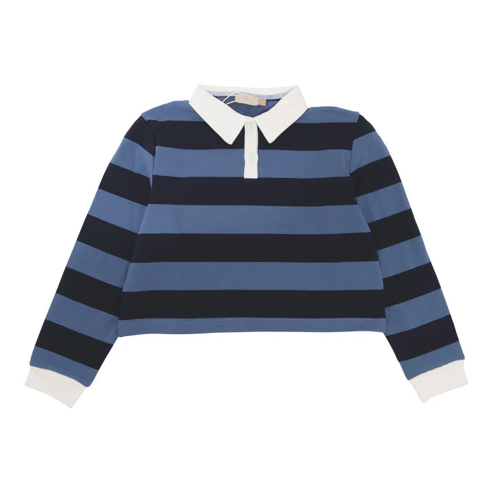 NUMU striped cropped collared tee ( sz 12 - 22 )