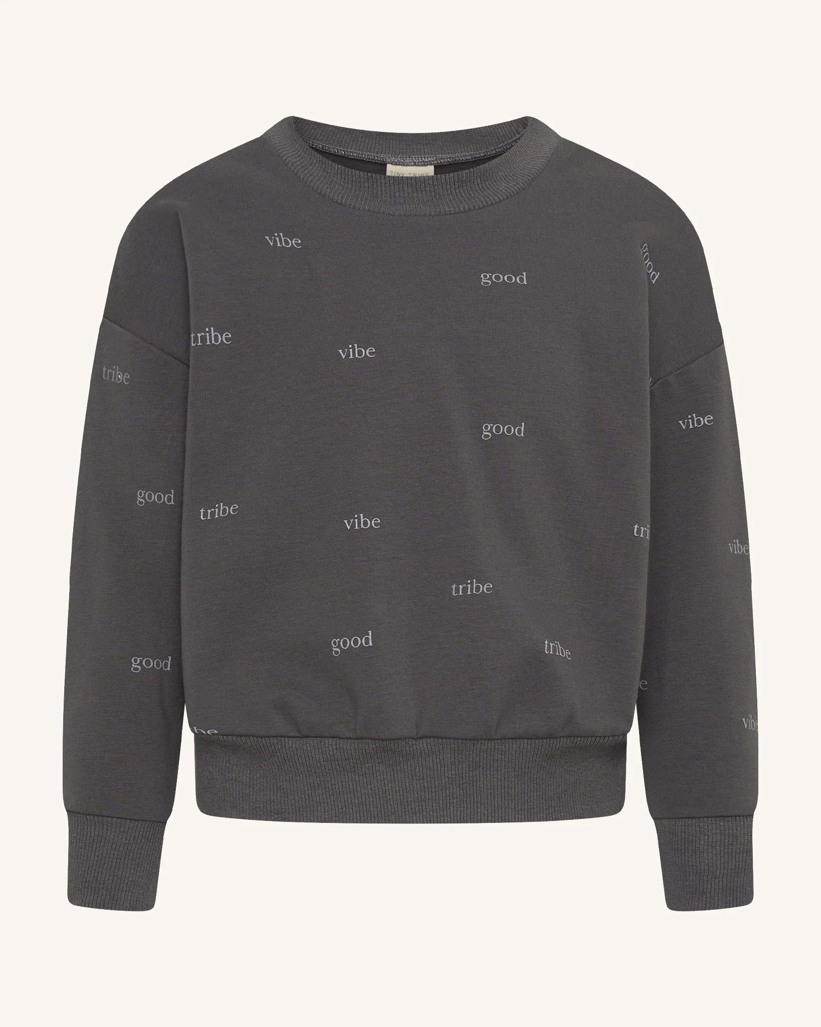 Tiny Tribe Good Vibe Tribe Sweat Top - Dark Grey (6-9M-18-24M)