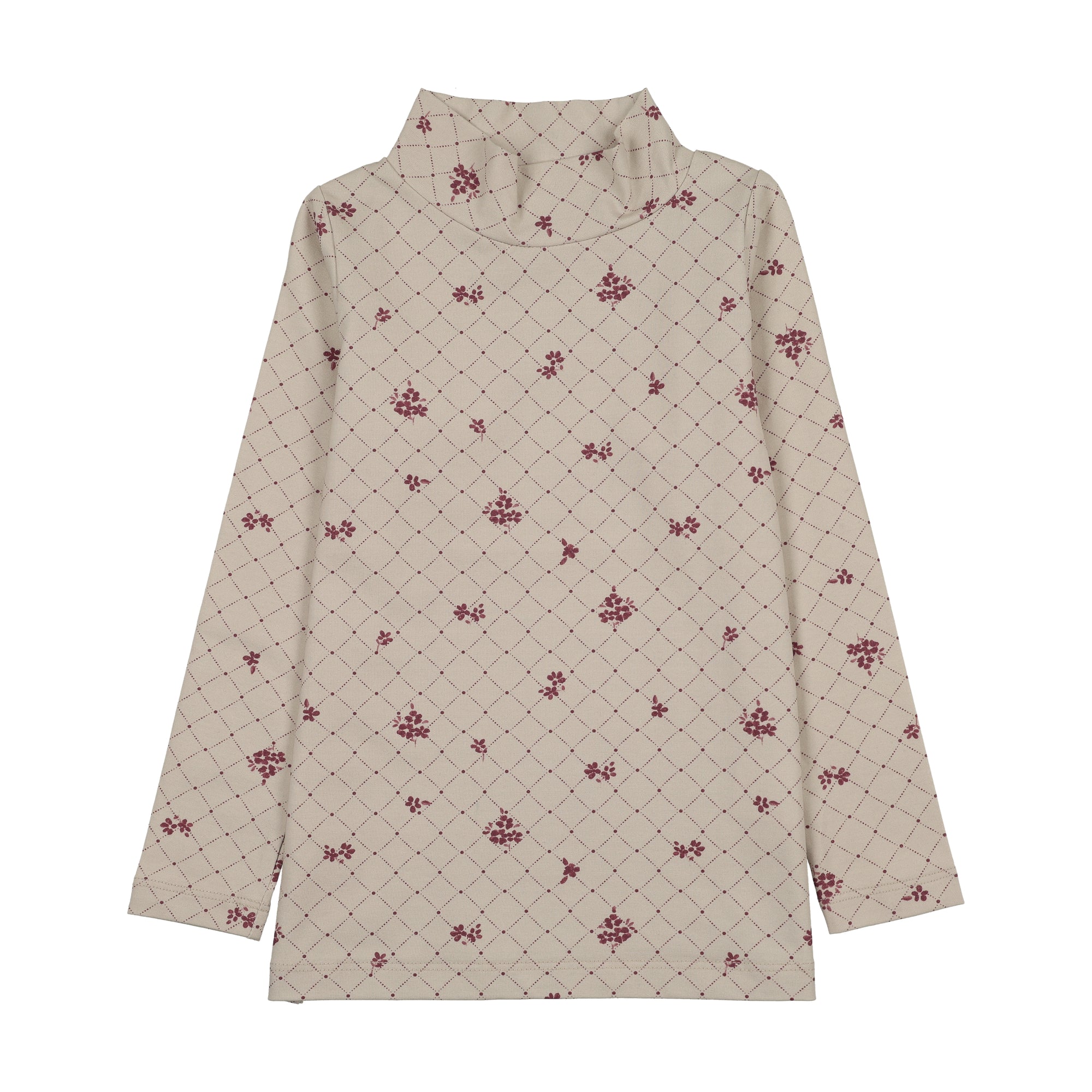 KIN+KIN Mockneck T-Shirt - Mauve Floral Print (2Y-16Y)
