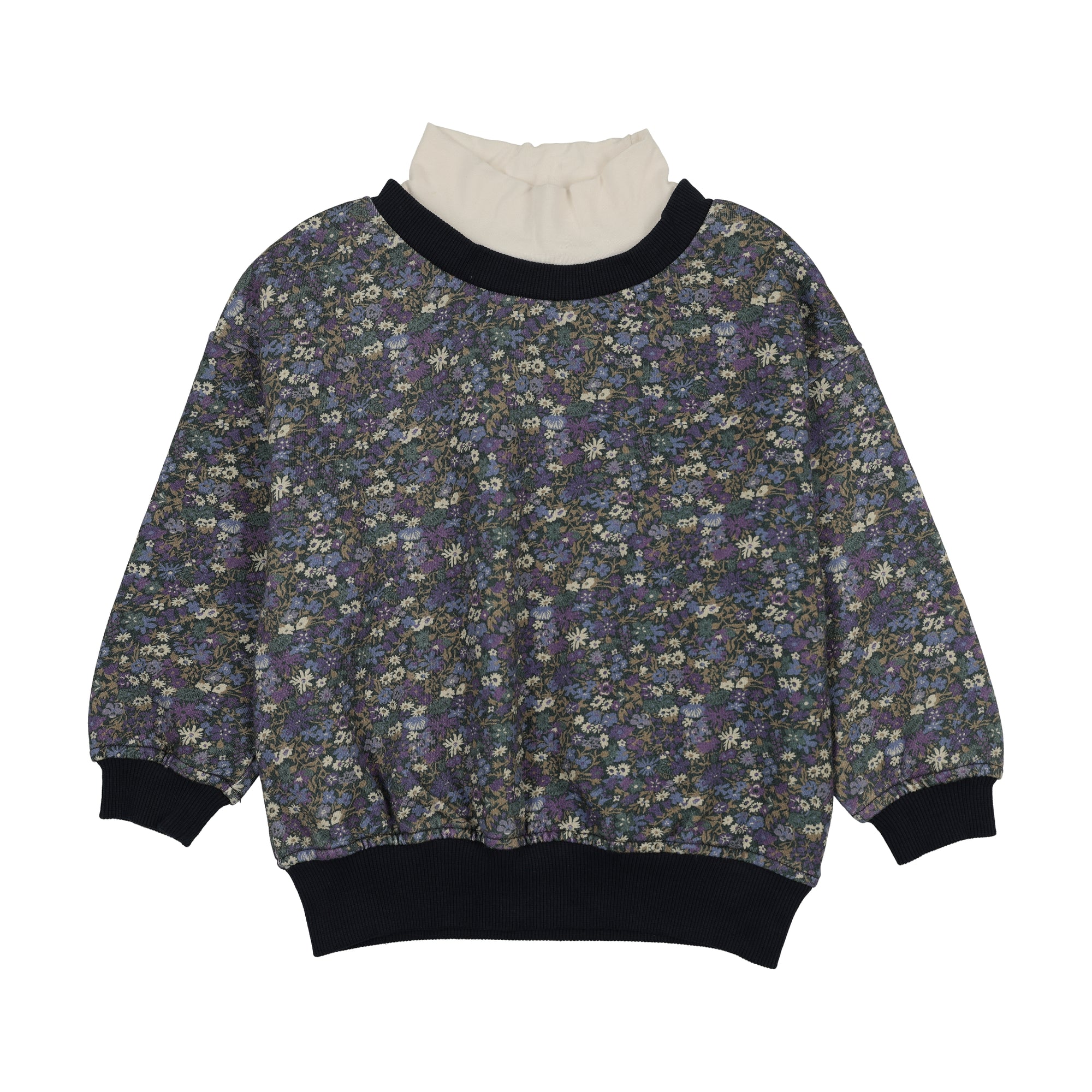 Farren and Me Oversized Turtleneck Sweatshirt - Navy Liberty Print (3Y-12Y)